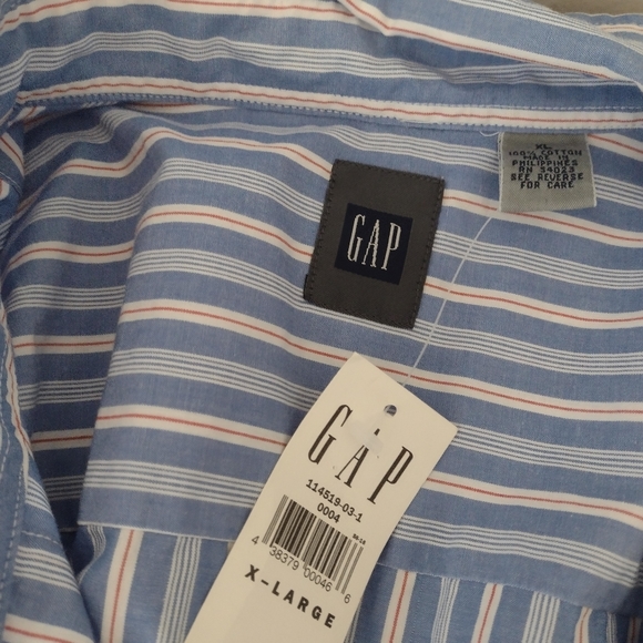 GAP Light Blue Striped Long Sleeve Button Down Dress Shirt NWT Size XL - Picture 5 of 12